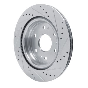 Chevrolet Colorado Brake Rotor (1) - Rear Left - R1 Concepts - Drilled & Slotted - Silver - `23-`25